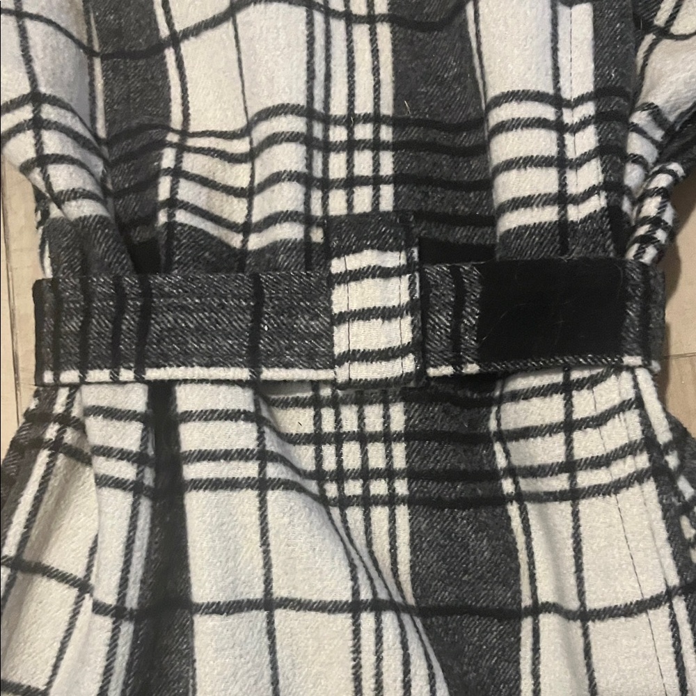 Jou Jou Black and White Plaid Trench Coat - Picture 10 of 11
